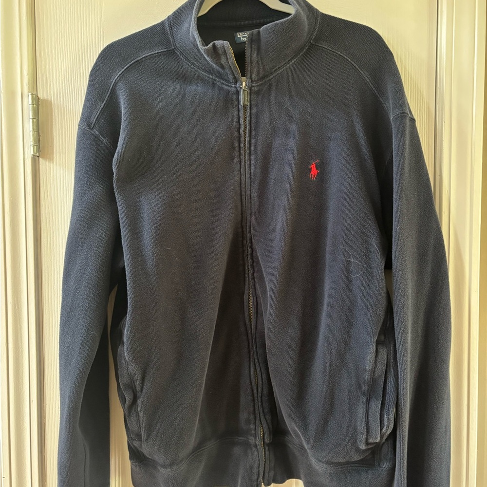 Ralph Lauren Men's Dark Blue Zip-Up Sweater